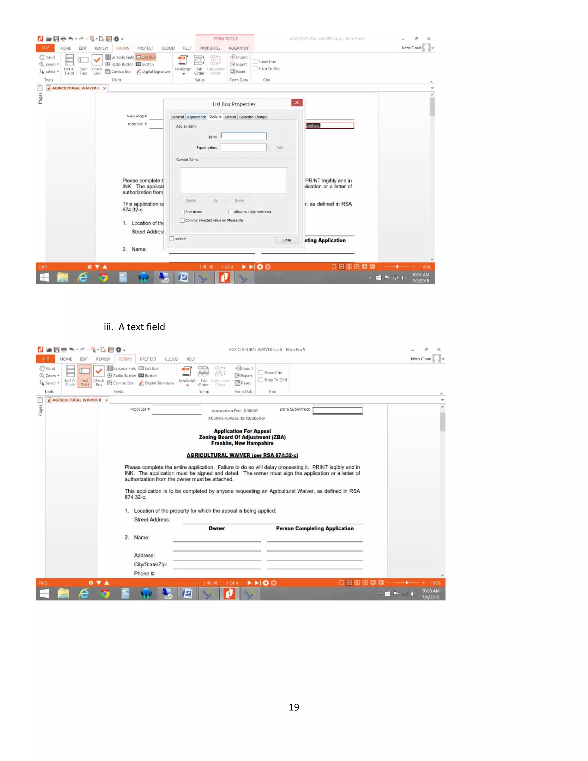 19
iii. A text field
 
