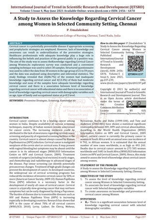 A Study to Assess the Knowledge Regarding Cervical Cancer among Women ...
