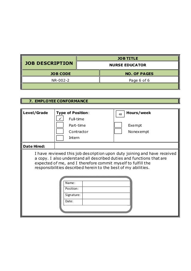 nurse educator job description nurse educator job description