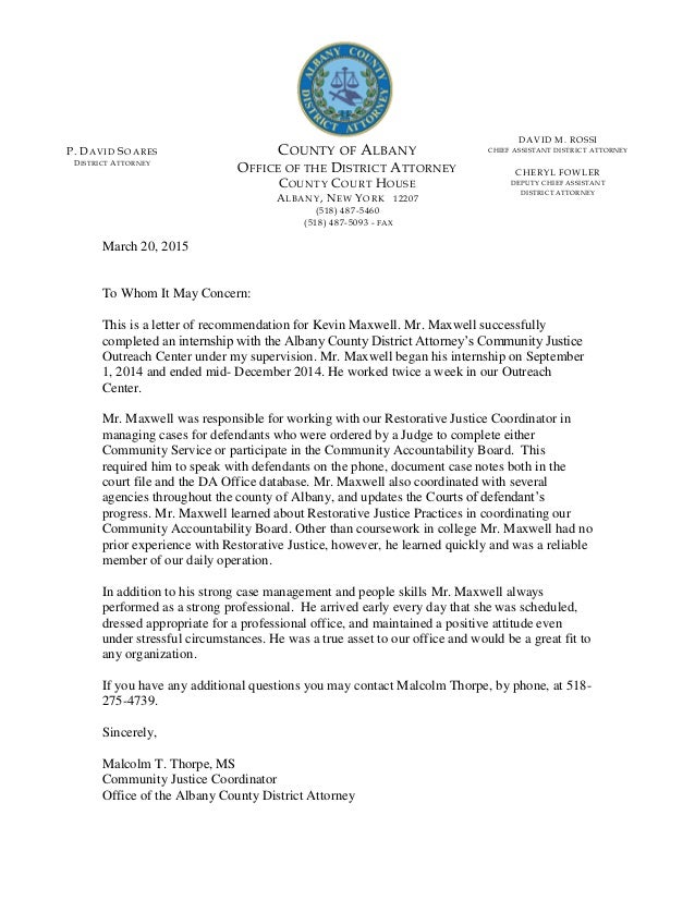 malcolm t thorpe character letter reference letter of recommendation on character