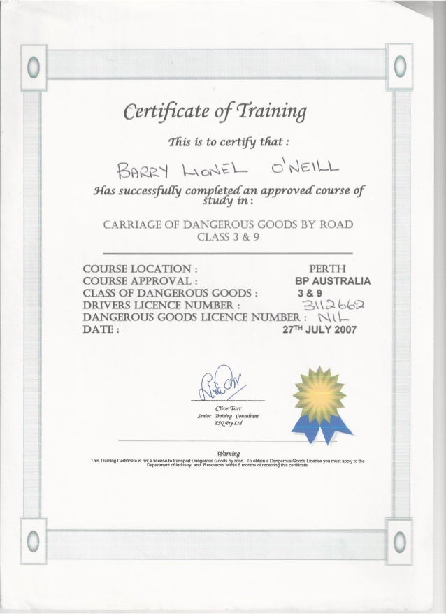 Training For Dangerous Goods Licence