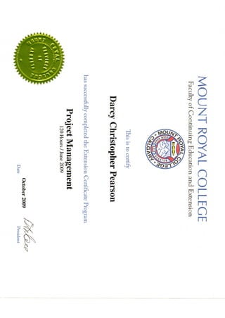 Mount Royal College - PM Certificate