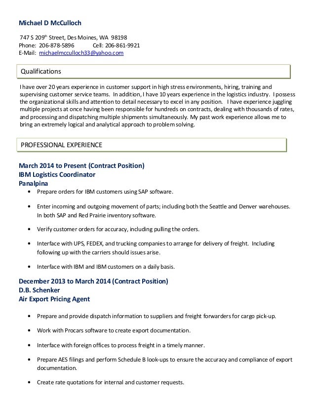 freight forwarder resumes