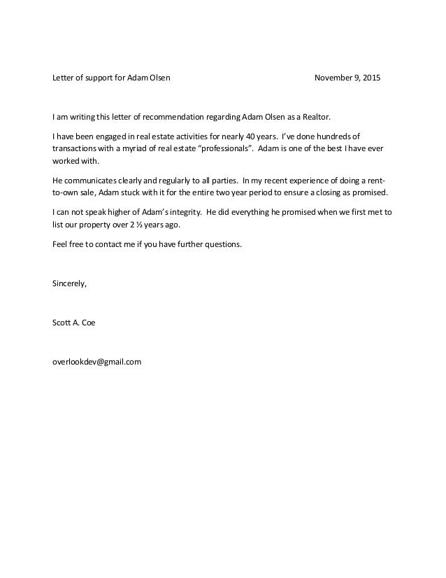 Recommendation letter buy