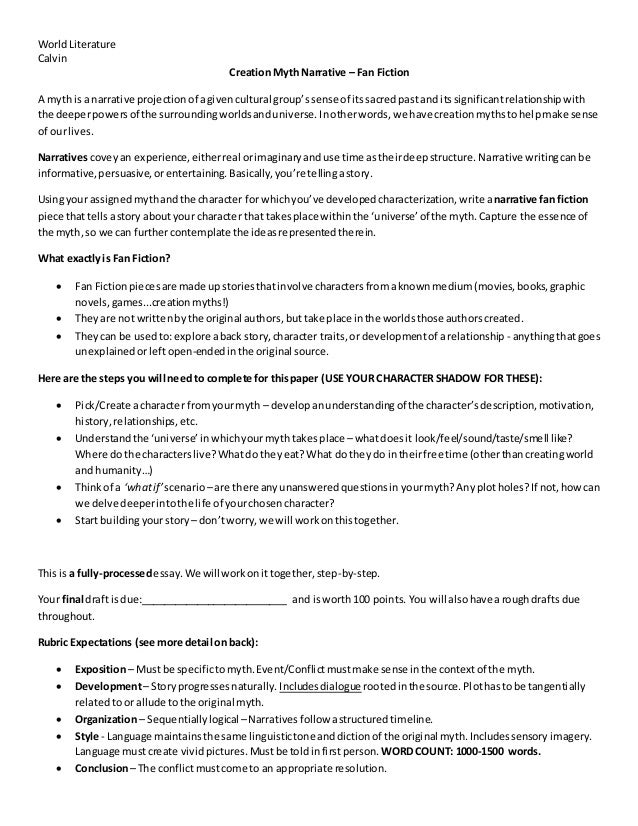 Fan Fiction Creation Myth Narrative Prompt