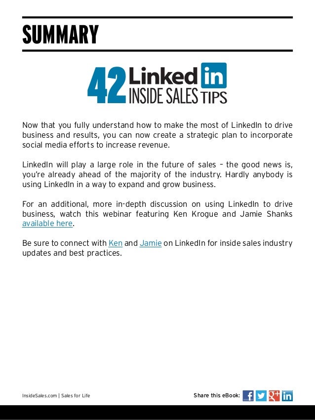 42 linkedin inside sales tips