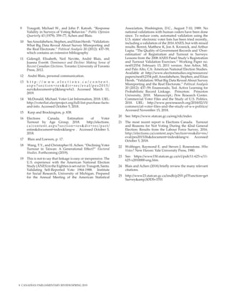 8 CANADIAN PARLIAMENTARY REVIEW/SPRING 2019
9	 Traugott, Michael W., and John P. Katosh. “Response
Validity in Surveys of ...