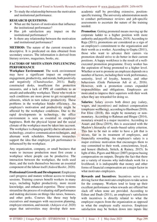 Role of Motivation and Job Satisfaction for Institutional Performance | PDF