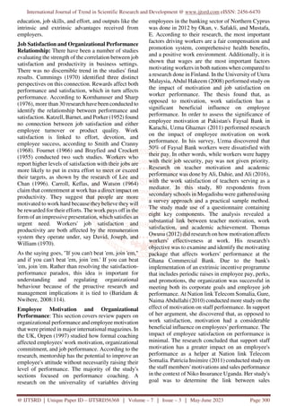 Role of Motivation and Job Satisfaction for Institutional Performance | PDF