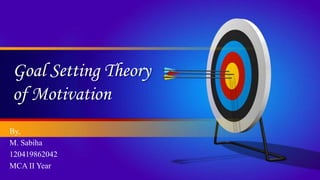 Goal Setting Theory
of Motivation
By,
M. Sabiha
120419862042
MCA II Year
 