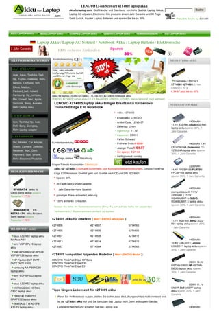 LENOVO Li-ion Schwarz 42T4805 laptop akku
                                               akkufurlaptop.com: Großhändler und Distributor von hohe Qualität Laptop Akkus,                              Suche
                                               Laptop AC adpaters,Electronic. Alle produkte einem Jahr Garantie und 30 Tage
                                               Geld-Zurück. Kaufen Laptop Batterien und sparen Sie bis zu 30%.                              Populäre Suche eg:A32-U80




ASUS LAPTOP AKKU       + BENQ LAPTOP AKKU    + COMPAQ LAPTOP AKKU          + LENOVO LAPTOP AKKU         + SONDERANGEBOTE        + Alle LAPTOP AKKU


                      Laptop Akku / Laptop AC Netzteil / Notebook Akku / Laptop Batterie / Elektronische



ALLE PRODUKT KATEGORIEN                                                                                                                 MEHR 57Y4565 AKKU

AKKU FÜR LAPTOP

 Acer, Asus, Toshiba, Dell,
 Hp, Fujitsu, Gateway, Sony,
                                                                                                                                          Ersatzakku LENOVO
 Lenovo, Compaq, Ibm,
                                                                                                                                        57Y4565 42T4805 (Li-ion
 Clevo, Medion,                                                                                                                         63WH 11.1V )
 Packard_bell, Advent,                                                                                                                  € 64.97 jetzt bis zu 30%
 Samsung, Hp_compaq,             Akku für laptop- >LENOVO akku - >LENOVO 42T4805 notebook akku
 Msi, Uniwill, Nec, Apple,       LENOVO 42T4805 laptop akku 11.1V,Neu 63WH LENOVO 42T4805 akkus Versand nach weltweit

 Gericom, Benq, Averatec          LENOVO 42T4805 laptop akku Billiger Ersatzakku für Lenovo                                             NEUEN LAPTOP AKKU
 Mehr Laptop Akku                 ThinkPad Edge E30 Notebook
                                                                                        Akku 42T4805
LAPTOP ADAPTER
                                                                                        Ersatzakku: LENOVO
 Ibm, Toshiba Hp, Acer,                                                                 Artikel Code: LEN2437                                          4400mAh
 Dell, Sony, Compaq,                                                                                                                    11.1V A32-F80,ASUS A32-F80
                                                                                        Zellentyp: Li-ion
                                                                                                                                        laptop akku sparen 30%, 1
 Mehr Laptop adapter                                                                    Spannung: 11.1V                                 Jahr Garantie
                                                                                        Kapazität: 63WH
ELEKTRONISCHE
                                                                                        Farbe: Schwarz
 Dvr, Monitor, Car Adapter,      Kundenbewertung:                                       Früherer Preis:€ 92.81                                        4400mAh 7.4V
 Watch, Camera, Detector,                                                                                                               CF-VZSU24A,Panasonic CF-
                                                                                        Jetziger Preis:€ 64.97
 Receiver, Mp4, Gsm,                                                                                                                    VZSU24A laptop akku sparen
                                                                                        Sie sparen: € 27.84
 Keyboard, Gps, Iphone,                                                                                                                 30%, 1 Jahr Garantie
                                                                                        Verfügbarkeit: vorrätig
 Mehr Electronic Produkte            Frage stellen      Bezahlung

                                 Fragen? heute-Nachrichten Gästebuch
                                                                                                                                                      2200mAh
                                  Akku für 42T4805 Erfüllt alle Sicherheits- und Kompatibilitätsanforderungen, Lenovo ThinkPad          14.4V FPCBP159,FUJITSU
HIGHLIGHTS DER WOCHE                                                                                                                    FPCBP159 laptop akku
                                  Edge E30 Notebook Qualität geht vor! Qualität nach CE und DIN ISO 9001.
                                                                                                                                        sparen 30%, 1 Jahr Garantie
                                    Sparen 30%

                                    30 Tage Geld-Zurück Garantie

  M740BAT-6   akku für              1 Jahr Garantie+hohe Qualität                                                                                      4400mAh
Clevo Serie laptop Unsere                                                                                                               (compatible with 11.1V
Topseller € 57.38                   günstiger Preis+schnelle Lieferung                                                                  2200mAh ) 11.1V
                                                                                                                                        W240BUBAT-3,CLEVO
                                    100% sicheres Einkaufen.                                                                            W240BUBAT-3 laptop akku
                                                                                                                                        sparen 30%, 1 Jahr Garantie
                                  Nutzen Sie bitte die Tastenkombination [Strg+F], um auf der Seite die passenden
  M560ABAT-8   87-                Teilnummern / Modellnummern einfach zu suchen
M57AS-474   akku für clevo 
Serie laptop Unsere                                                                                                                                    4800mAh
Topseller € 78.35
                                 42T4805 akku für ersetzen [ Mehr LENOVO akkutypen ]:
                                                                                                                                        11.1V SQU-801,BenQ SQU-
                                                                                                                                        801 laptop akku sparen 30%,
                                 42T4806                         42T4807                          57Y4565
                                                                                                                                        1 Jahr Garantie
BELIEBTESTE AKKU
                                 42T4805                         42T4805                          42T4806

   asus A32-N61 laptop akku      42T4807                         42T4808                          42T4812
für Asus N61                                                                                                                                          4400mAh
                                 42T4813                         42T4814                          42T4815
  sony VGP-BPL19 laptop                                                                                                                 10.8V L08L6D11,Lenovo
                                 42T4857                         57Y4564                          57Y4565                               L08L6D11 laptop akku sparen
akku
                                                                                                                                        30%, 1 Jahr Garantie
  VGP-BPS26A VGP-BPS26
VGP-BPL26 laptop akku            42T4805 kompatibel folgenden Modellen [ Mehr LENOVO Modell ]:
  HP Pavilion DV7 DV7T           LENOVO ThinkPad Edge 13" Serie
DV7Z DV7T-1000                   LENOVO ThinkPad Edge E30                                                                                             29WH 14.8V
                                 LENOVO ThinkPad Edge E31                                                                               HSTNN-DB0G,HP HSTNN-
  samsung AA-PB9NC6B                                                                                                                    DB0G laptop akku sparen
laptop akku                                                                                                                             30%, 1 Jahr Garantie
  sony VGP-BPS22 laptop
akku
  asus A32-K52 laptop akku                                                                                                                            85WH 11.1V
  HSTNN-Q34C HSTNN-                                                                                                                     U597P,Dell U597P laptop
C51C laptop akku
                                 Tipps längere Lebenszeit für 42T4805 Akku                                                              akku sparen 30%, 1 Jahr
                                                                                                                                        Garantie
 TM00741 TM00751                     Wenn Sie Ihr Notebook nutzen, stellen Sie sicher,dass die Lüftungsschlitze nicht verdeckt sind. 
GRAPE32 laptop akku
                                     Ist der 42T4805 akku voll und Sie benutzen das Laptop nicht Dann entkoppeln Sie das
  (9cell)A32-T13 A31-F9
A32-F9 laptop akku                   Ladegerät/Netzteil und schalten Sie das Laptop aus.                                                              4400mAh
 