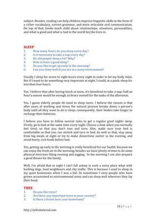 42 topics for ielts speaking part 1 & suggested answers 2016 | PDF