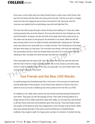 42 two friends and the bear moral story the college study | PDF