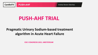 Andrea Severo Sánchez
PUSH-AHF
Pragmatic Urinary Sodium-based treatment
algorithm in Acute Heart Failure
PUSH-AHF TRIAL
ESC CONGRESS 2023, AMSTERDAM
 
