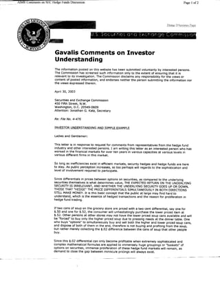 4 30 2003 Sec Hedge Fund Comment Letters 1&amp;2