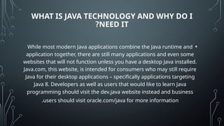 Use of Java Programming language in software design | PPTX