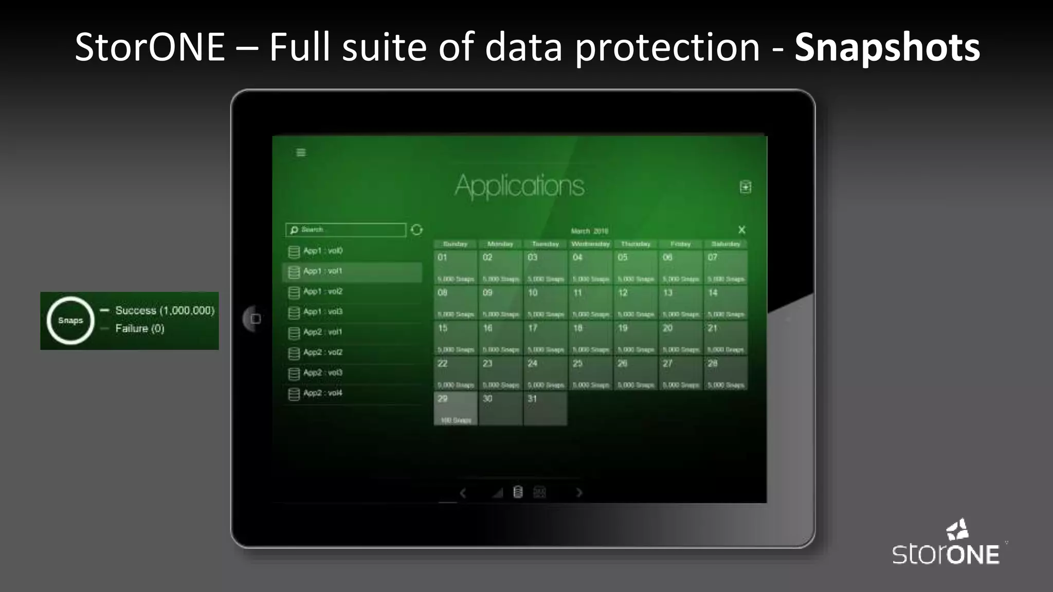 StorONE – Full suite of data protection - Snapshots
 