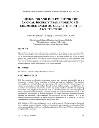 DESIGNING AND IMPLEMENTING THE LOGICAL SECURITY FRAMEWORK FOR ECOMMERCE ...