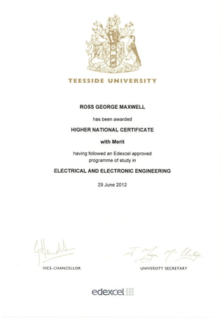 HNC ELEC AND ELECTRONIC ENGINEERING MERIT