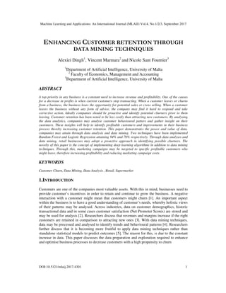 ENHANCING CUSTOMER RETENTION THROUGH DATA MINING TECHNIQUES | PDF