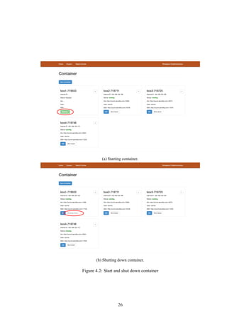 (a) Starting container.
(b) Shutting down container.
Figure 4.2: Start and shut down container
26
 
