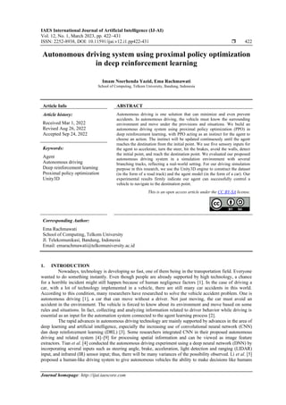 Autonomous driving system using proximal policy optimization in deep ...