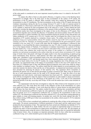 Effect of Dust Accumulation on the Performance of Photovoltaic Panels ...
