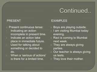 Immediate Example tenses | PPTX