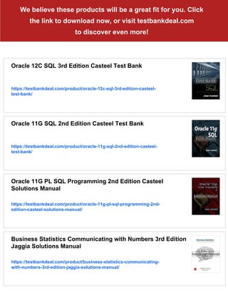 Oracle 12C SQL 3rd Edition Casteel Solutions Manual | PDF