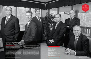 76 COLUMBUS MONTHLY APRIL 2016
SPECIAL ADVERTISING SECTION
Bluestone Wealth Partners
7650 Rivers Edge Drive
Columbus, Ohio 43235
bluestonewp.com
Michael J. Agriesti, CFP®
, CRPC®
, LUTCF®
Andrew L. Michel, CLU®
, ChFC®
R. Michael O’Brien, CFP®
, CRPC®
, CRPS®
Adam J. Pusateri, CFP®
G. Adam Weingartner
Richard J. Martin, MS, CFP®
SPECIAL ADVERTISING SECTIONSPECIAL ADVERTISING SECTION
Career-oriented professionals are planners. They set a
goal, and chart a course. But even the best planners ﬁnd that
achieving their own ﬁnancial goals can be challenging.
Bluestone Wealth Partners works with busy profession-
als to chart a course toward a more secure ﬁnancial future.
BWP’s fee-based approach utilizes sophisticated asset
management tools and platforms with solutions that focus
on low cost, tax efﬁciency and transparency. Clients ben-
eﬁt from the collective experience of wealth management
professionals who joined together from four specialized
practices within Lincoln Financial Advisors. The result has
been comprehensive, value-based counsel and industry-
leading service for busy executives, business owners and
entrepreneurs who have placed their trust in the expertise
of BWP.
In creating unique plans tailored to each client, BWP has
shown their clients the difference between planning and
planning done right.
Registered associates of Bluestone Wealth Partners are regis-
tered representatives of Lincoln Financial Advisors. Securities
and advisory services offered through Lincoln Financial Advi-
sors Corp., a broker/dealer (Members SIPC) and registered
investment advisor. Insurance offered through Lincoln afﬁliates
and other ﬁne companies. Bluestone Wealth Partners is not an
afﬁliate of Lincoln Financial Advisors. CRN-1435171-030316
THE FACES OF WEALTH MANAGEMENT
Bluestone Wealth Partners
APRIL 2016 COLUMBUS MONTHLY 77Reprinted with permission from Columbus Monthly ©2016. All rights reserved.
 