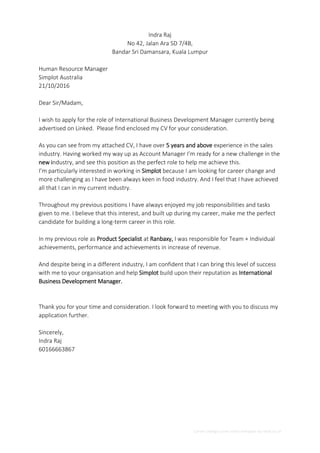 Cover Letter
