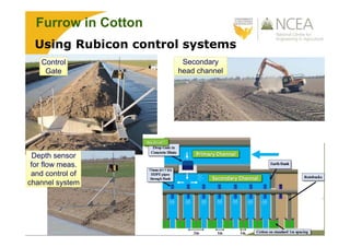 Using Rubicon control systems
Furrow in Cotton
Depth sensor
for flow meas.
and control of
channel system
Control
Gate
Secondary
head channel
 