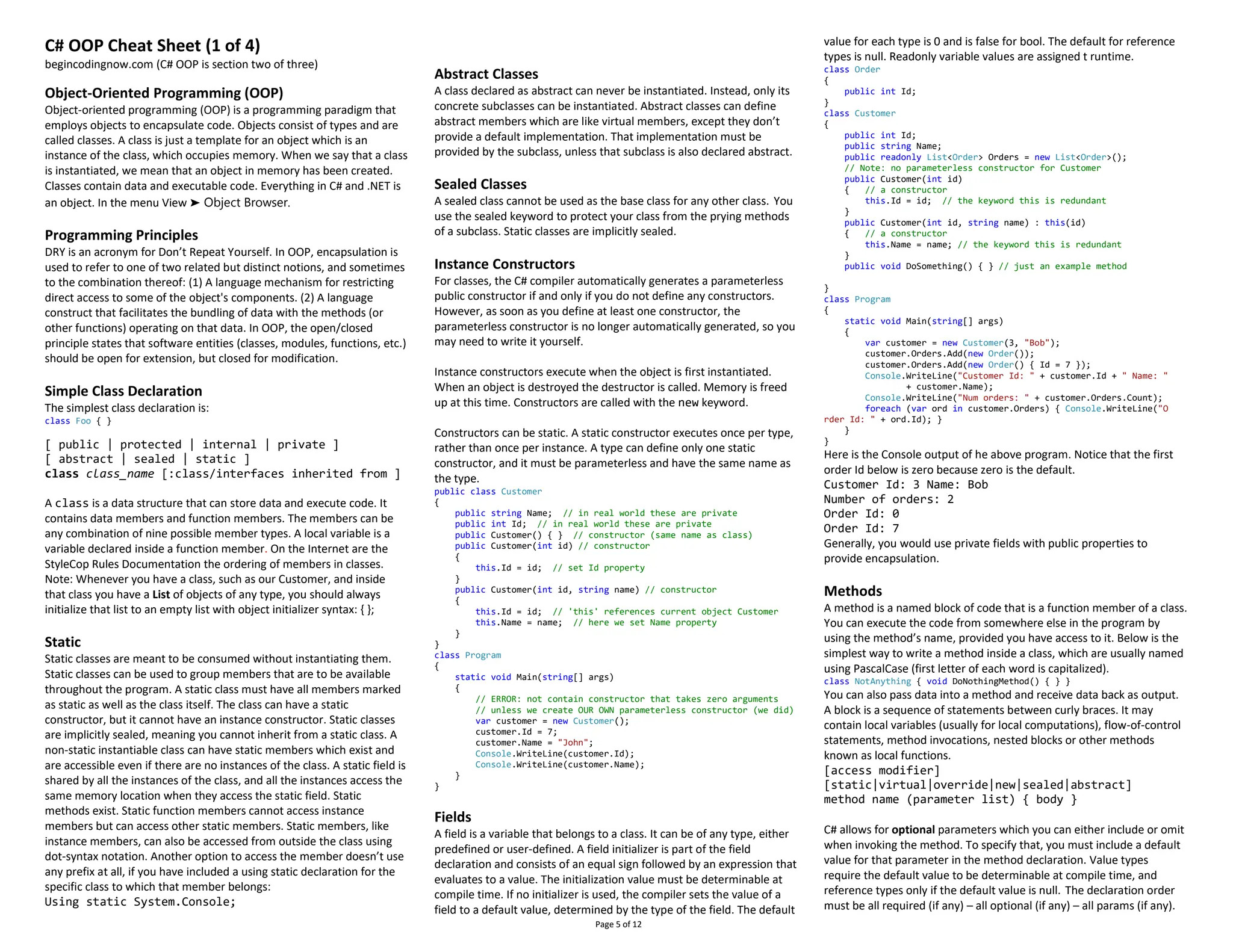 434090527-C-Cheat-Sheet. pdf C# program | PDF
