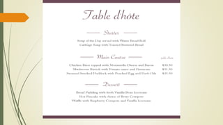 Exposition Example Menu Te 434243330-The-Menu.ppt as researsh for meal planinig | PPTX