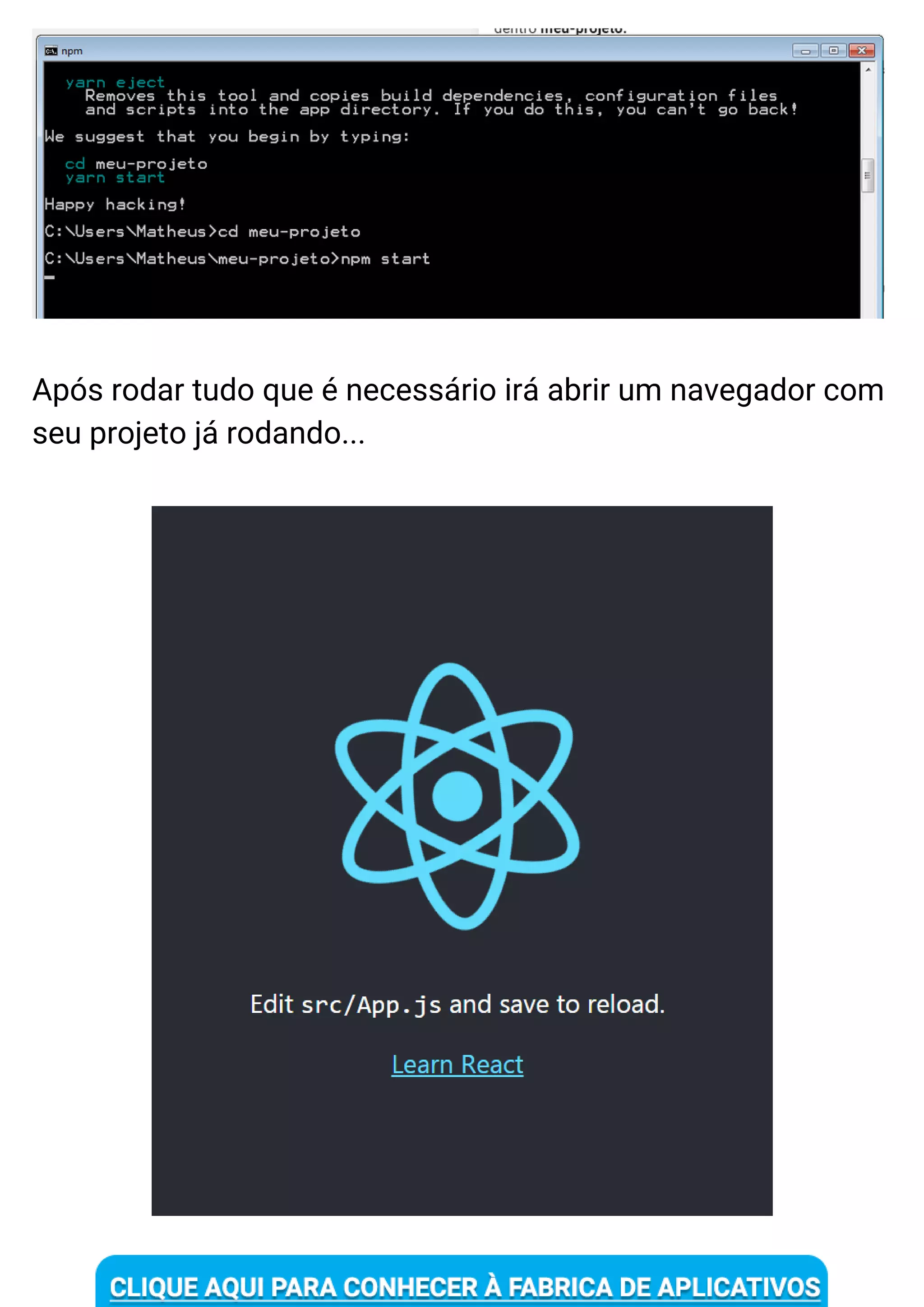 Após rodar tudo que é necessário irá abrir um navegador com
seu projeto já rodando...
 