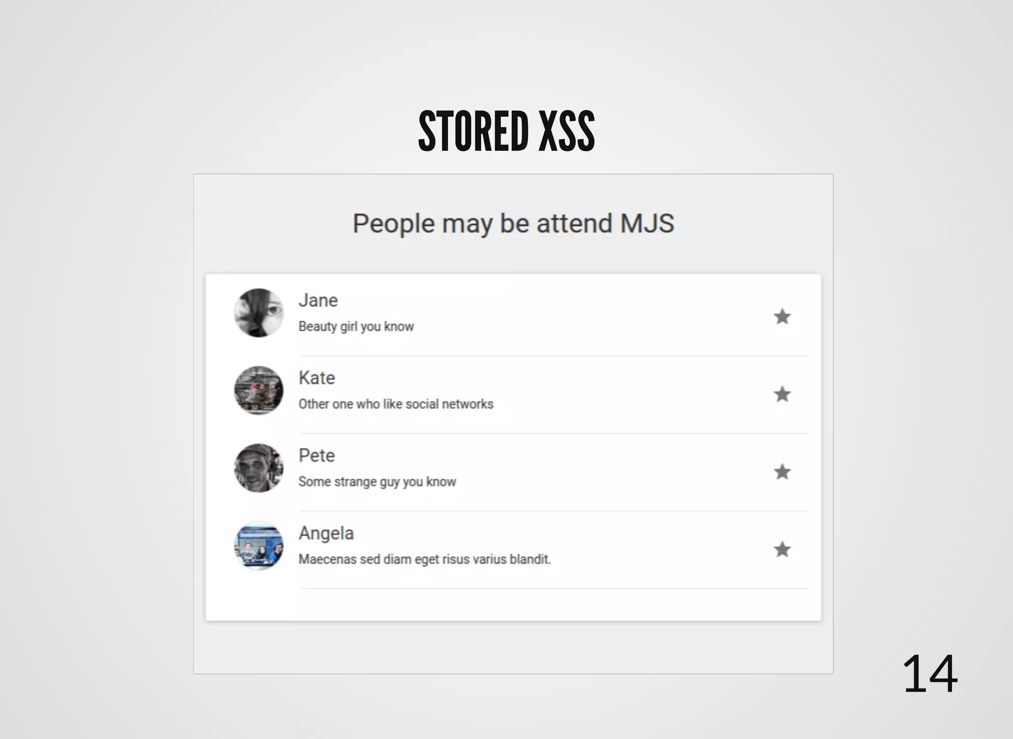 STORED XSSSTORED XSS
14
 
