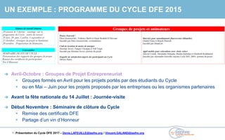 7 /
Cycle « découverte de la France entrepreneuriale » 2015
 Avril-Octobre : Groupes de Projet Entrepreneuriat
 Groupes ...