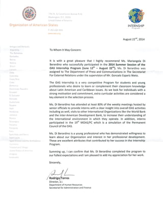 Letter of recommendation HR OAS