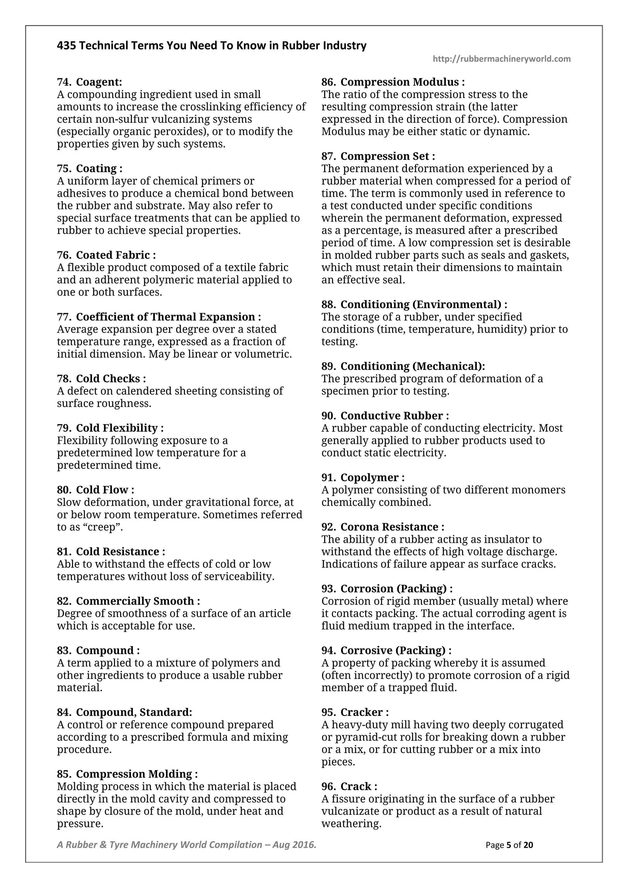 435 Technical Terms in Rubber Industry | PDF