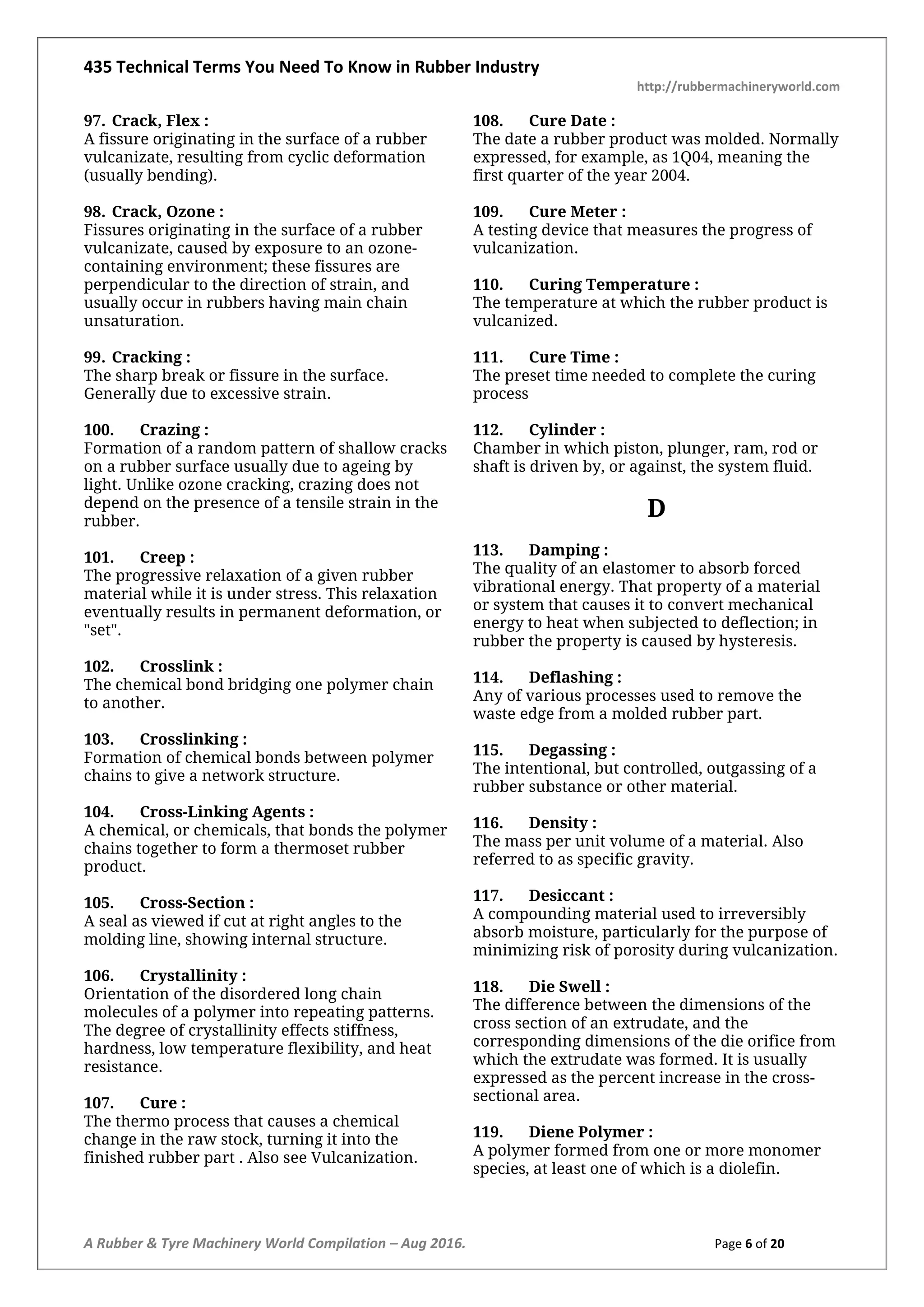435 Technical Terms in Rubber Industry | PDF