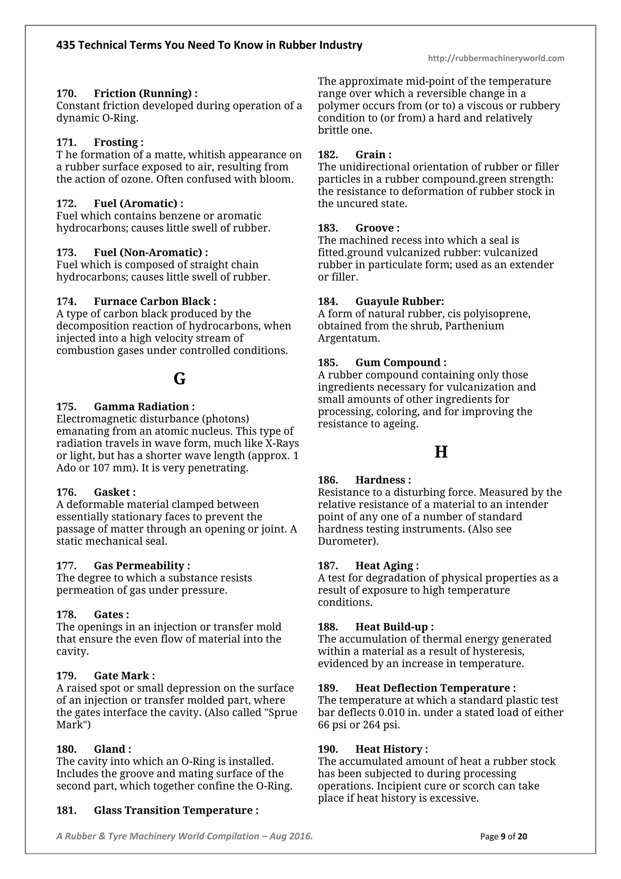 435 Technical Terms in Rubber Industry | PDF