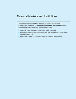 Financial Markets and Institutions 5th Edition Peter Howells | PDF