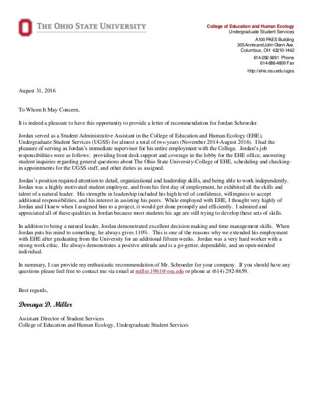 recommendation letter jordan schroeder 2 osu letter of recommendation