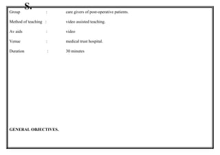 Comprehensive Lesson Plan on Prevention of Deep Vein Thrombosis for ...
