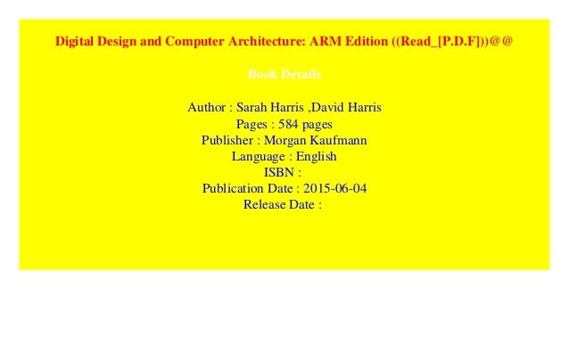 Digital Design And Computer Architecture Arm Edition Read P D F