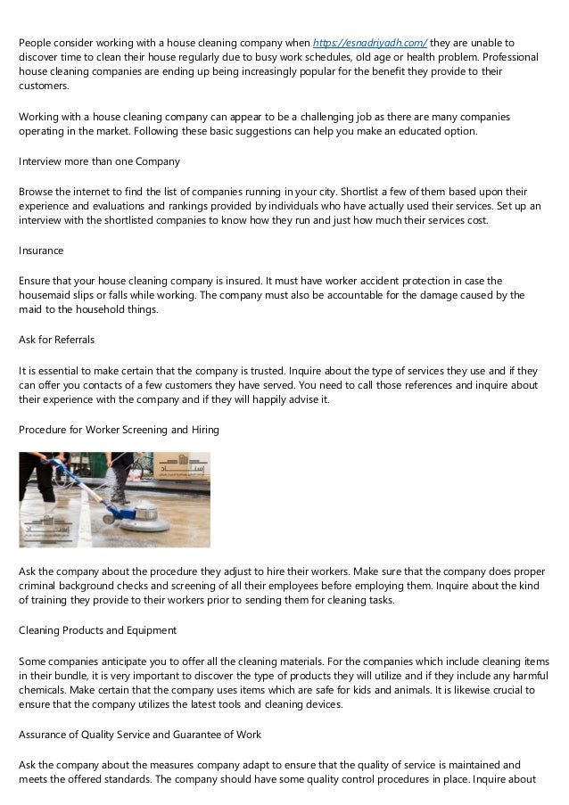 How to choose a cleaning company in Riyadh