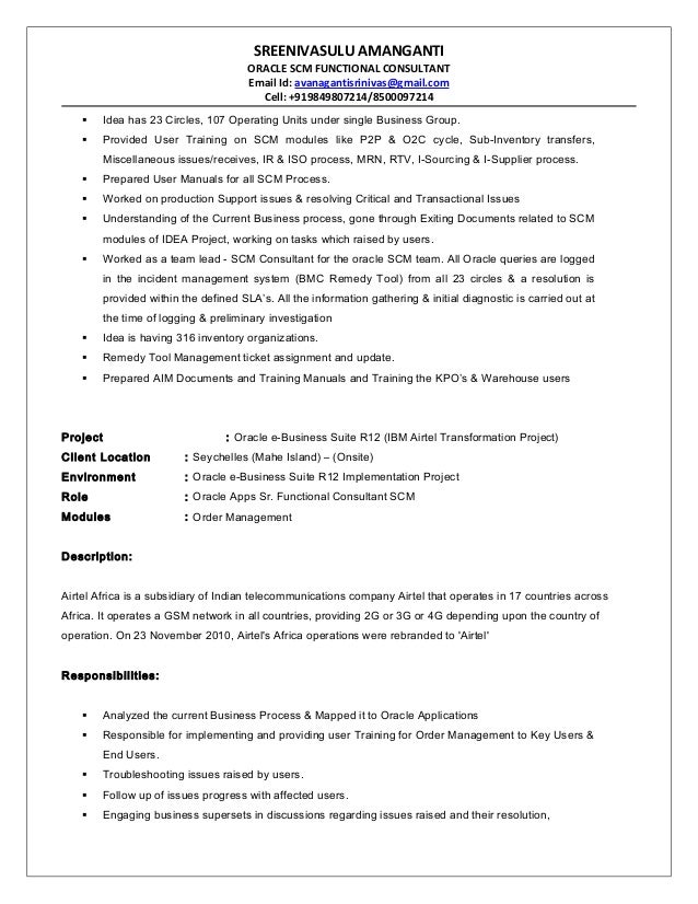 Doc in oracle professional resume