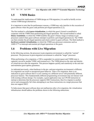 Live Migration with AMD-V™ Extended Migration Technology | PDF
