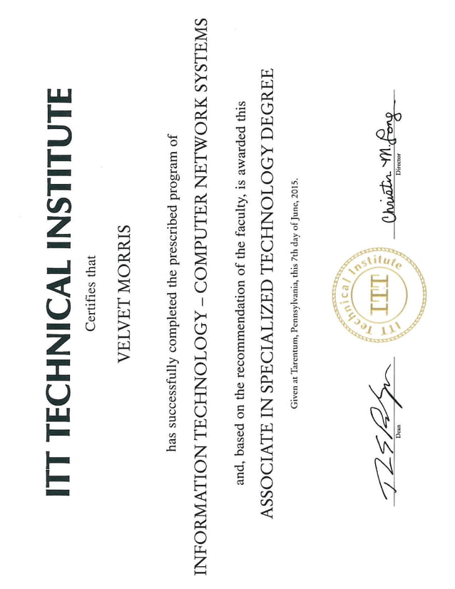 ITT Tech Diploma PDF