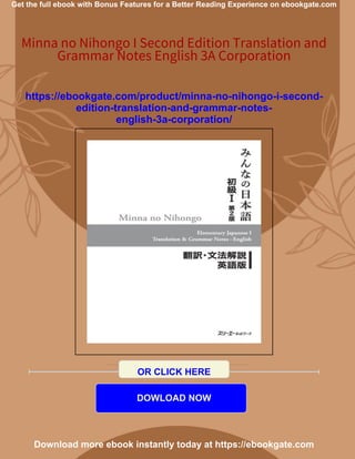 Minna no Nihongo I Second Edition Translation and Grammar Notes English ...